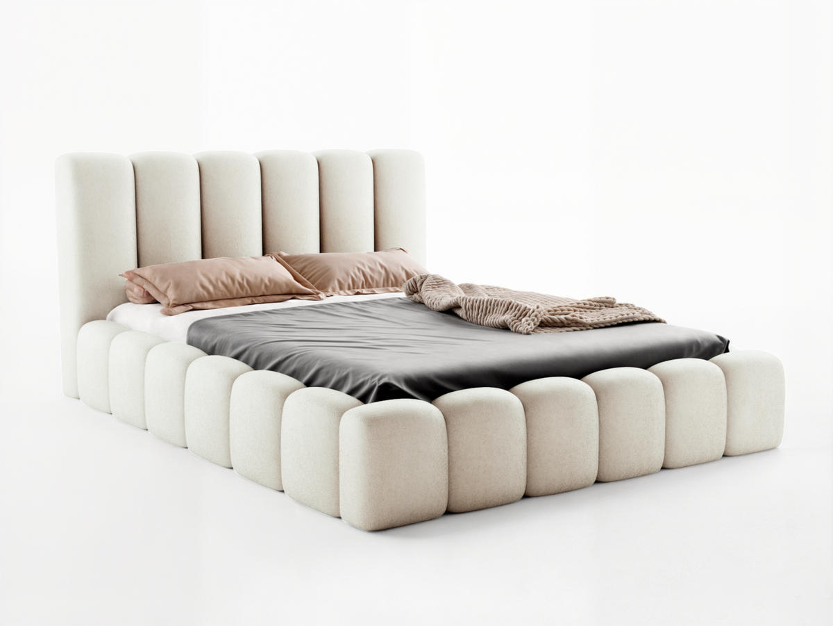 POLSTERBETT VELORA 180x200 ECRU - Ecru, Textil (180/200cm) - Luxkor24