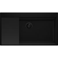 SPÜLBECKEN Oslo, 2-er set Alles Schwarz 88/50 cm 1 Becken + Ablauf-Set + Schneidebrett ab 90er Unterschrank - Schwarz, Kunststoff (88/20/50cm) - Primagran