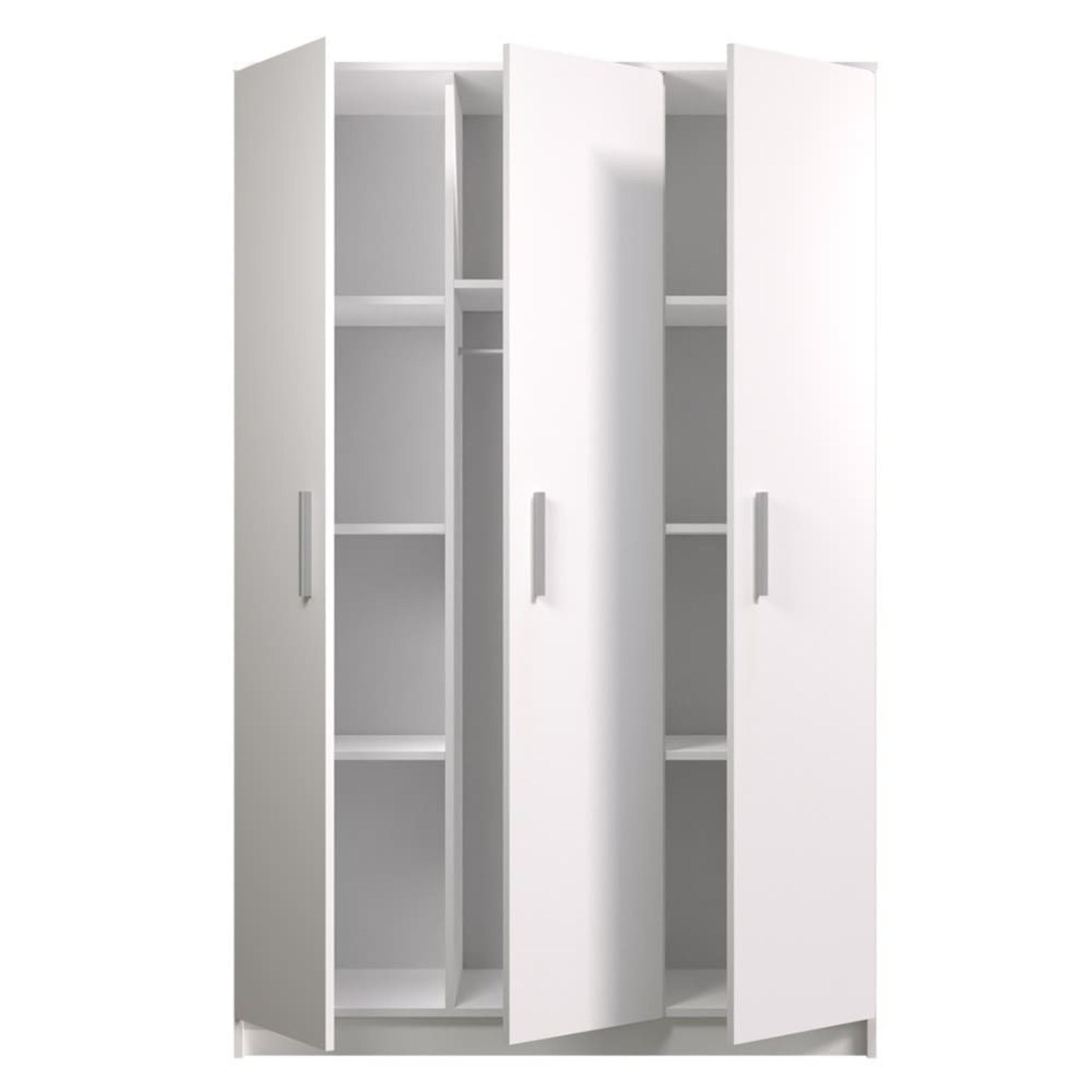 DREHTÜRENSCHRANK - MARSALA 3D Weiß - Weiß, Holzwerkstoff/Metall (120/193/50cm) - Möblo