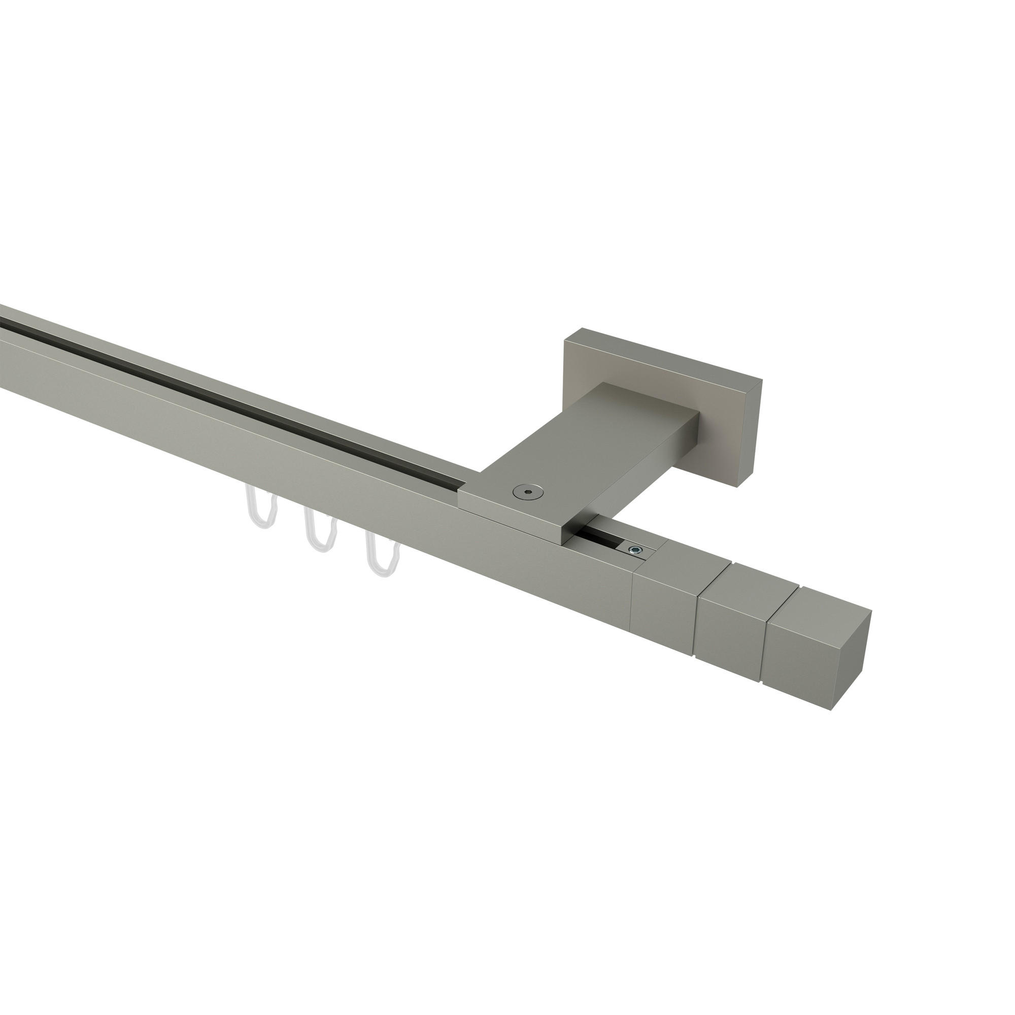 GARDINENSTANGE INNENLAUF Quadline Cubes 120 cm, 1-läufig, 20x20 mm Satin-Silber - Silberfarben, Metall (120cm) - INTERDECO