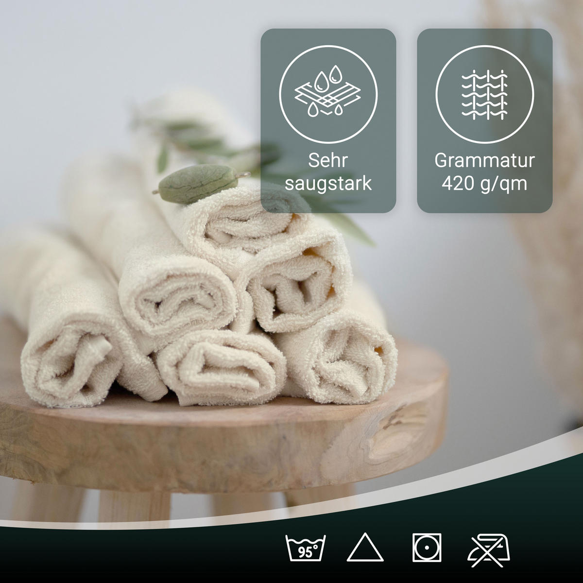 GÄSTETÜCHER, 10er-Set, 30x50 cm, 100% Baumwolle, Weiß - Beige, Textil (30/50cm) - Zollner