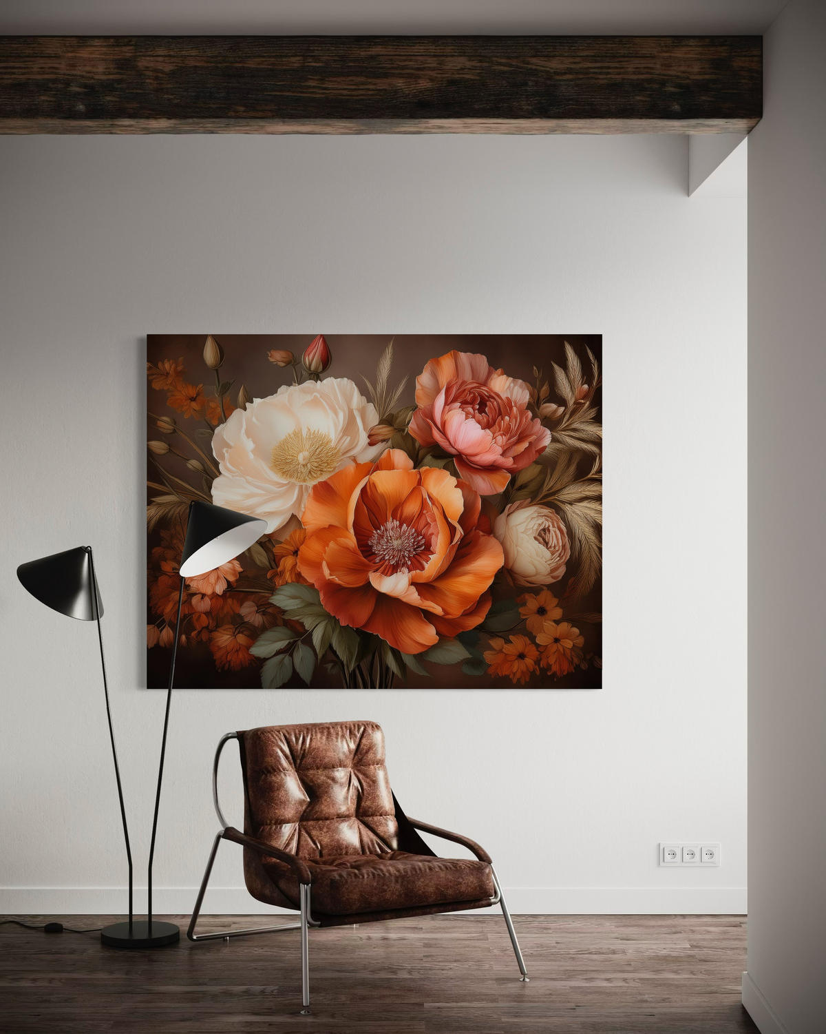 WANDBILD natur botanicals blattwerk blumen - Orange, Textil (60/40cm) - Feeby