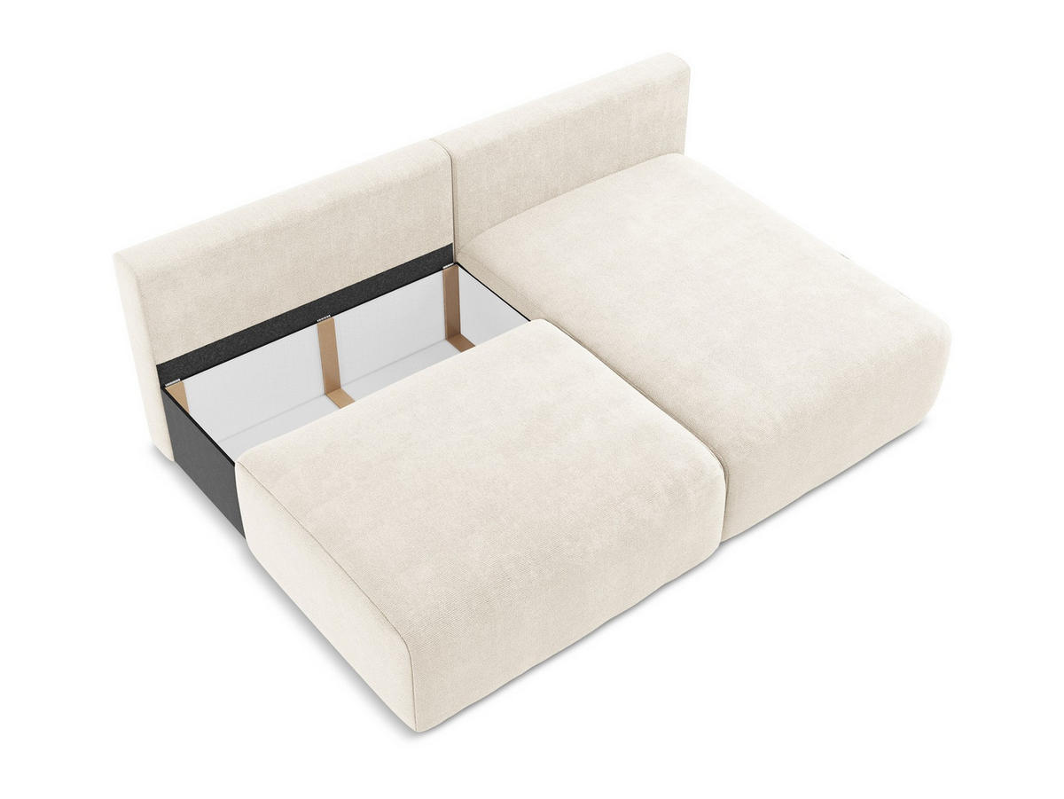 ECKSOFA mit Schlaffunktion rechts Chenille Stoff Beige - Beige/Creme, Kunststoff/Textil (210/149cm) - Makamii