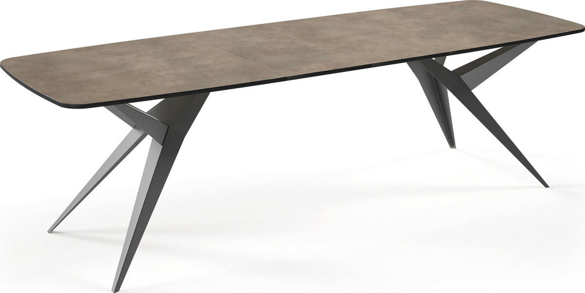 ESSTISCH Trax ausziehbar rechteckig oval, Beton-Optik Dunkelgrau 200-280/90/76 - Dunkelgrau/Schwarz, Holzwerkstoff/Metall (90/276/76cm) - WFL GROUP