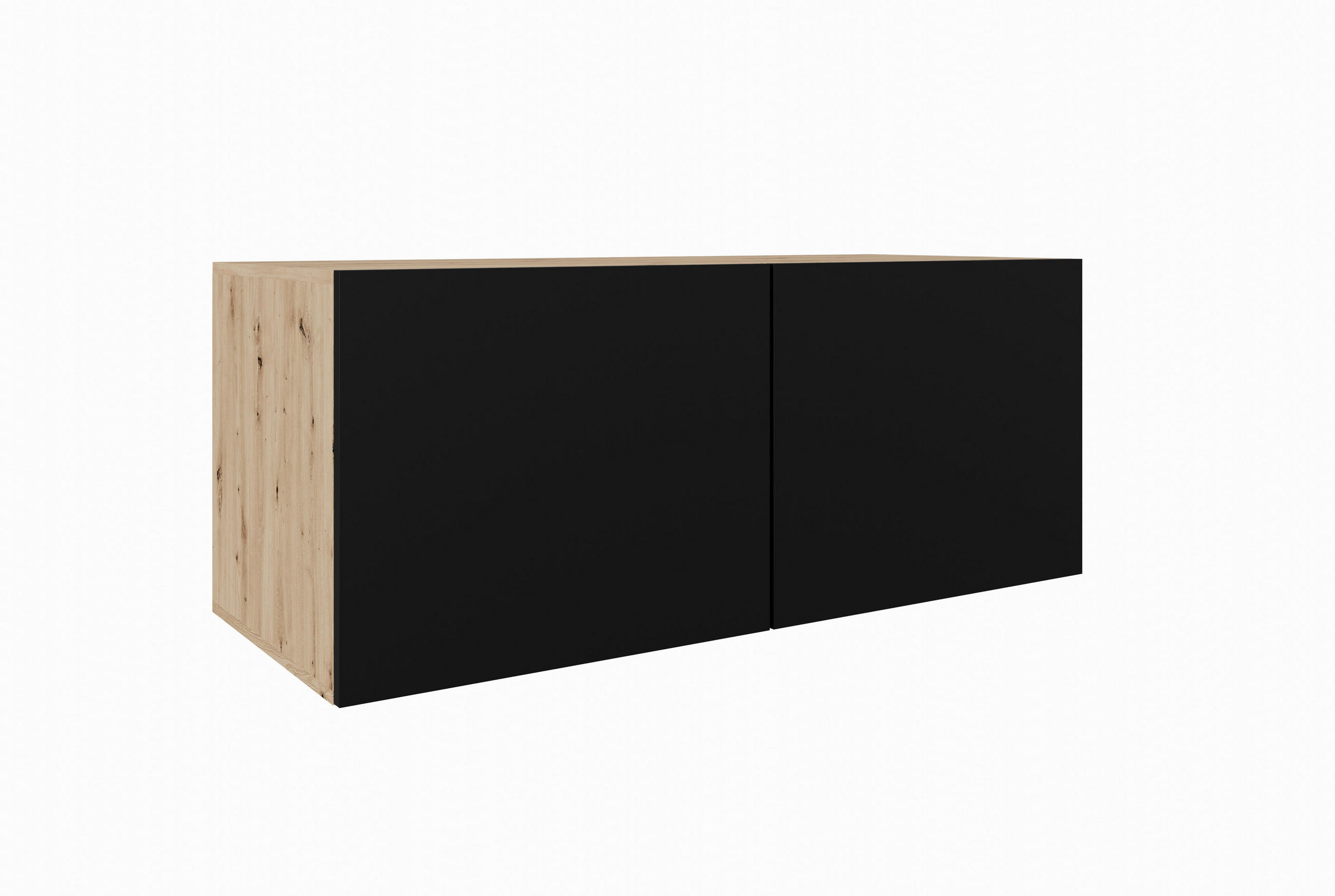 Meblini Tv-Schrank Eiche Artisan, Schwarz 100x115x40 cm