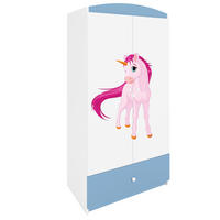 KINDERKLEIDERSCHRANK Einhorn - Blau, Holzwerkstoff (90/175/52cm) - RAUMHIRSCH FURNITURE