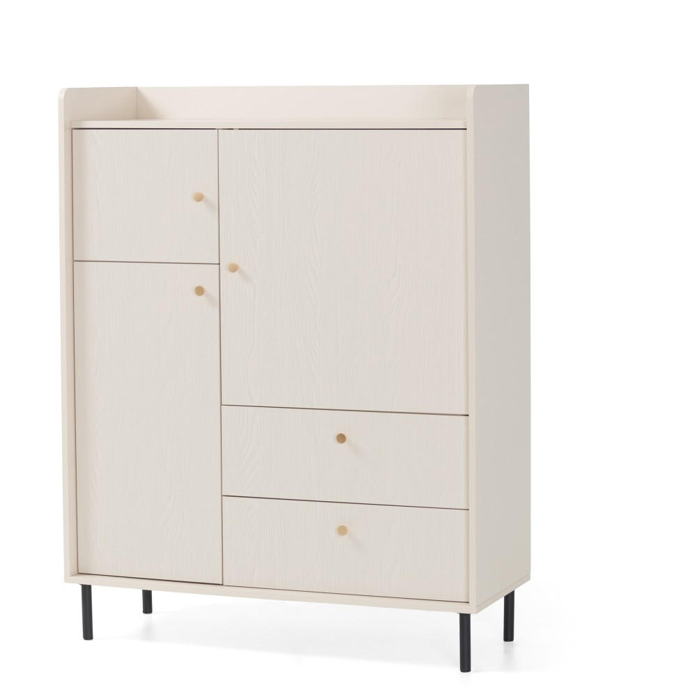 KOMMODE Gloria mit 2 Schubalden und 3 Türen - Beige/Schwarz, Holzwerkstoff/Metall (103/133/42cm) - Beautysofa