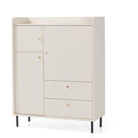 KOMMODE Gloria mit 2 Schubalden und 3 Türen - Beige/Schwarz, Holzwerkstoff/Metall (103/133/42cm) - Beautysofa