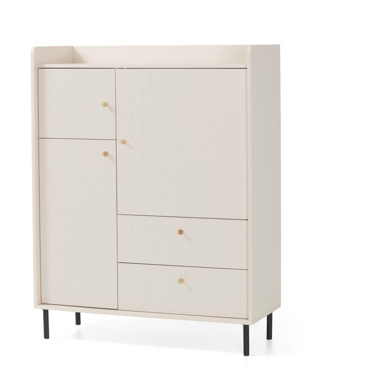 KOMMODE Gloria mit 2 Schubalden und 3 Türen - Beige/Schwarz, Holzwerkstoff/Metall (103/133/42cm) - Beautysofa