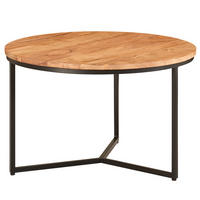 COUCHTISCH aus Akazienholz mit robustem Eisengestell und integriertem Stauraum - Beige/Schwarz, Holz/Metall (60/60/38cm) - KADIMA DESIGN