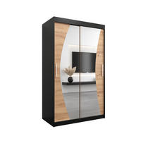 SCHWEBETÜRENSCHRANK 200/120/62 2-türig - Silberfarben/Schwarz, Holz/Kunststoff (120/200/62cm) - Abiks Möbel