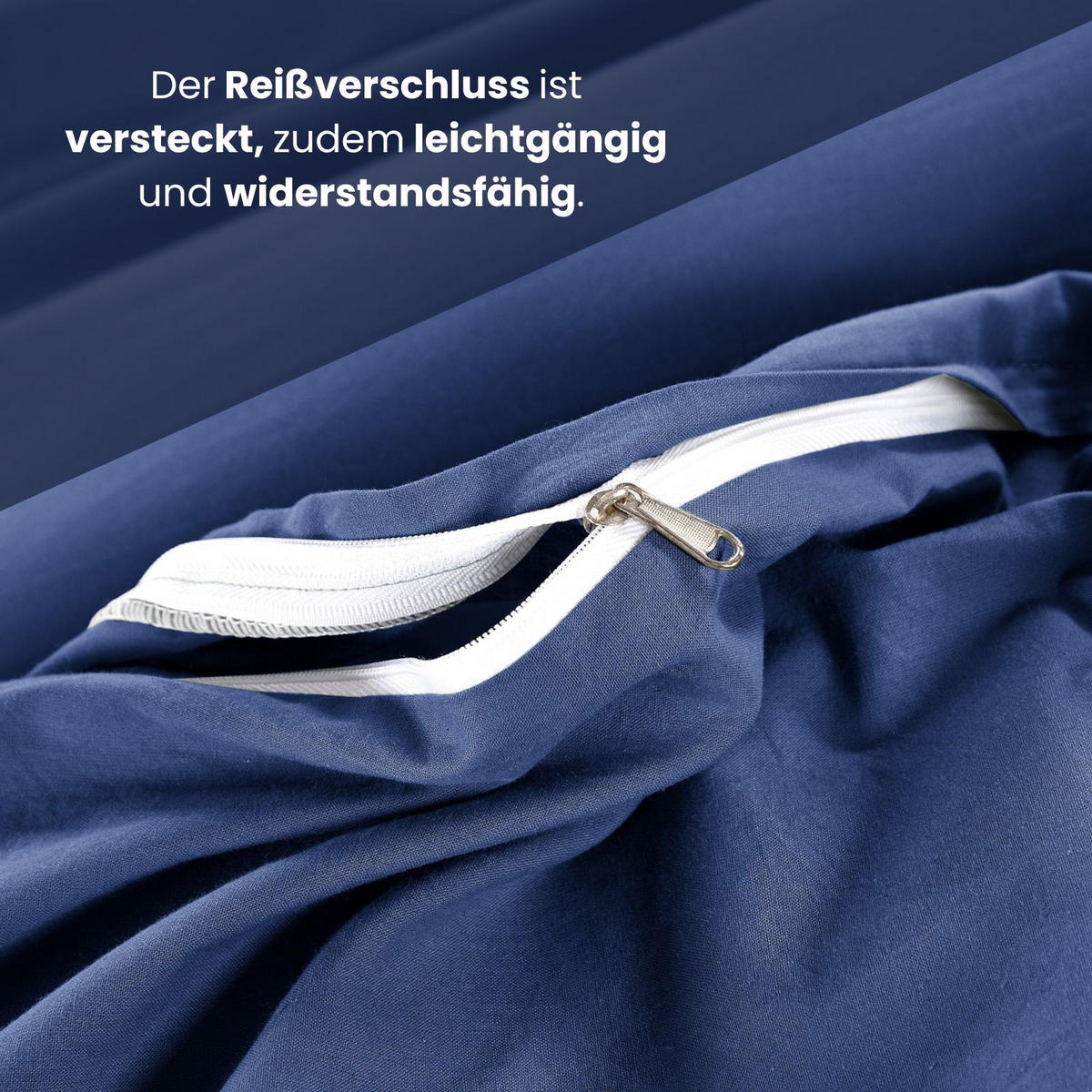 BETTWÄSCHE Stone Washed blau 155/220 cm 100% Baumwolle Used-Effekt mit Stehsaum - Blau, Textil (155/220cm) - wometo