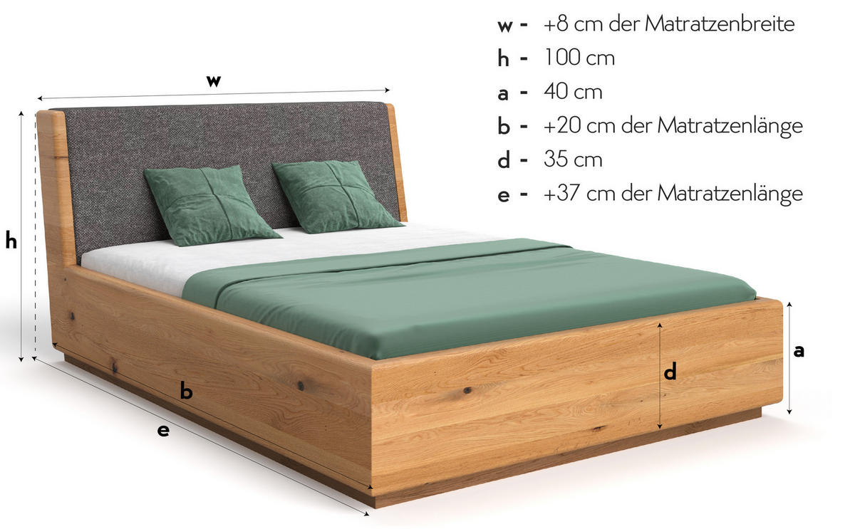 MASSIVHOLZBETT Aura Tilt aus Eiche mit Bettkasten 180x220 cm, Storm 06 (Beige) - Eichefarben/Braun, Holz (180/220cm) - Danzz