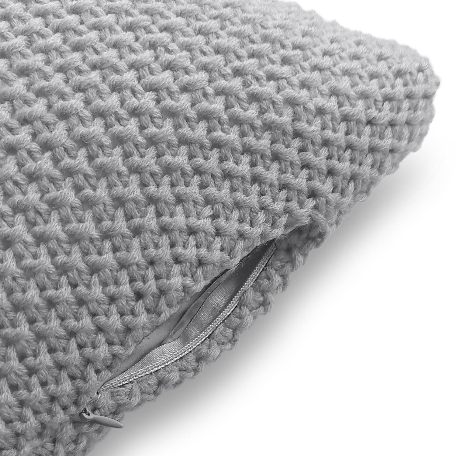 KISSENHÜLLE 2er Set Strick grau 45/45 cm mit Reißverschluss - Grau, Textil (45/45cm) - wometo