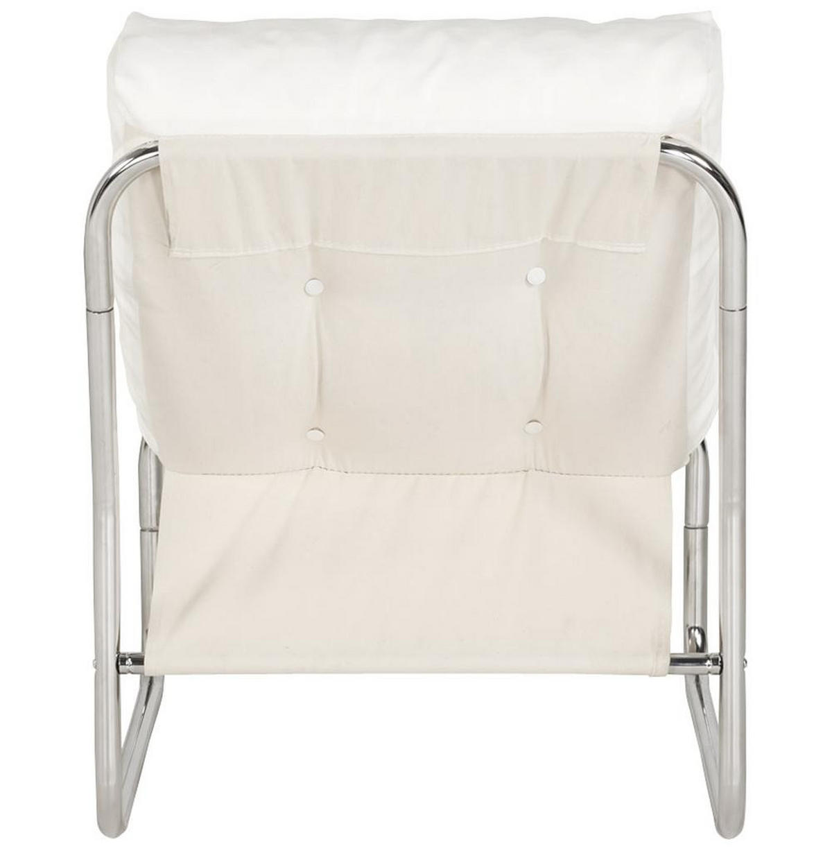 CLUBSESSEL mit Chromkufen im Retro-Stil, modular verbindbar, Weiß 73x60x76 cm - Silberfarben/Weiß, Textil/Metall (60/76/71cm) - KADIMA DESIGN