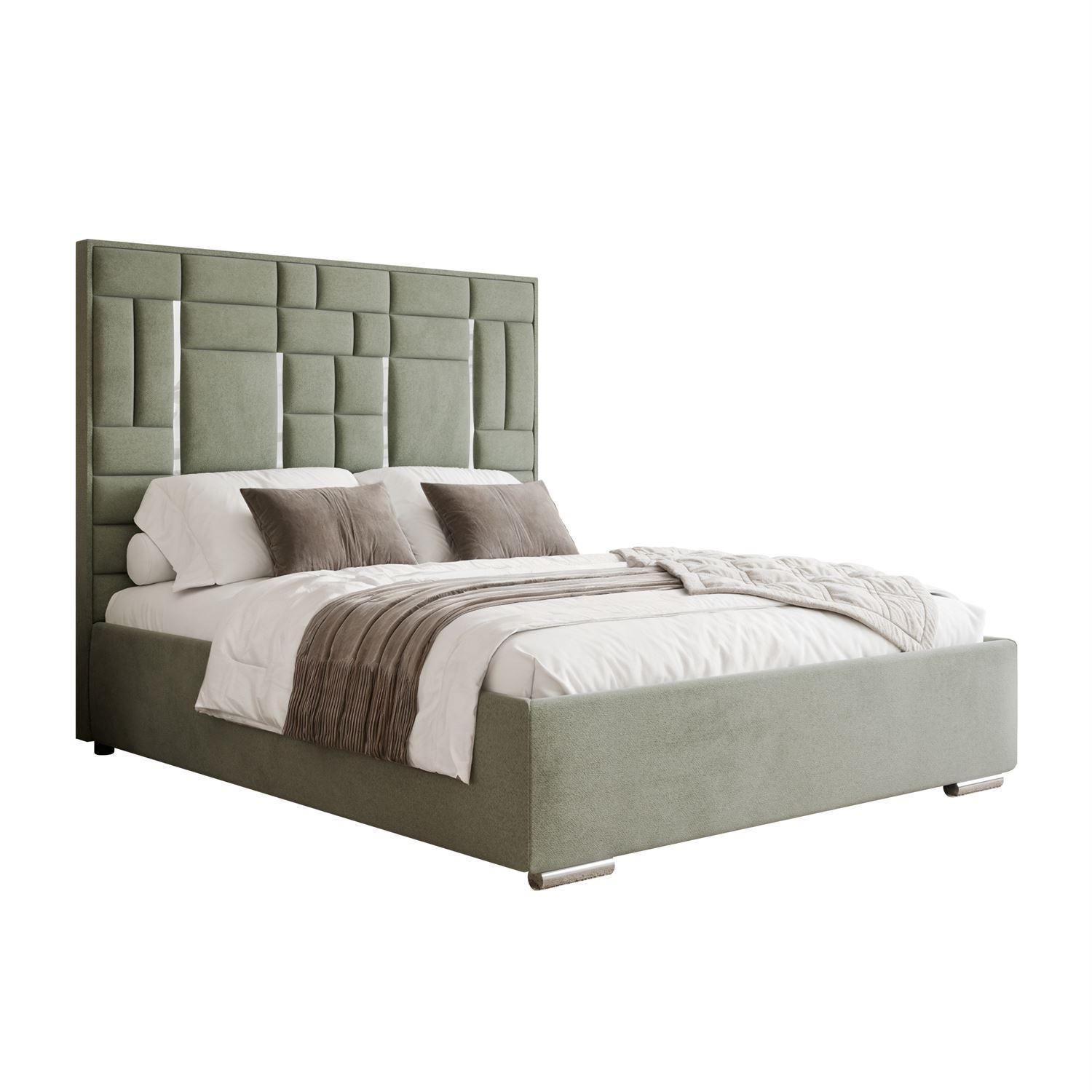 POLSTERBETT BRIGITTE SILVER mit Bettkasten 180x200 cm Element 11 - Grün, Textil (180/200cm) - Lookway