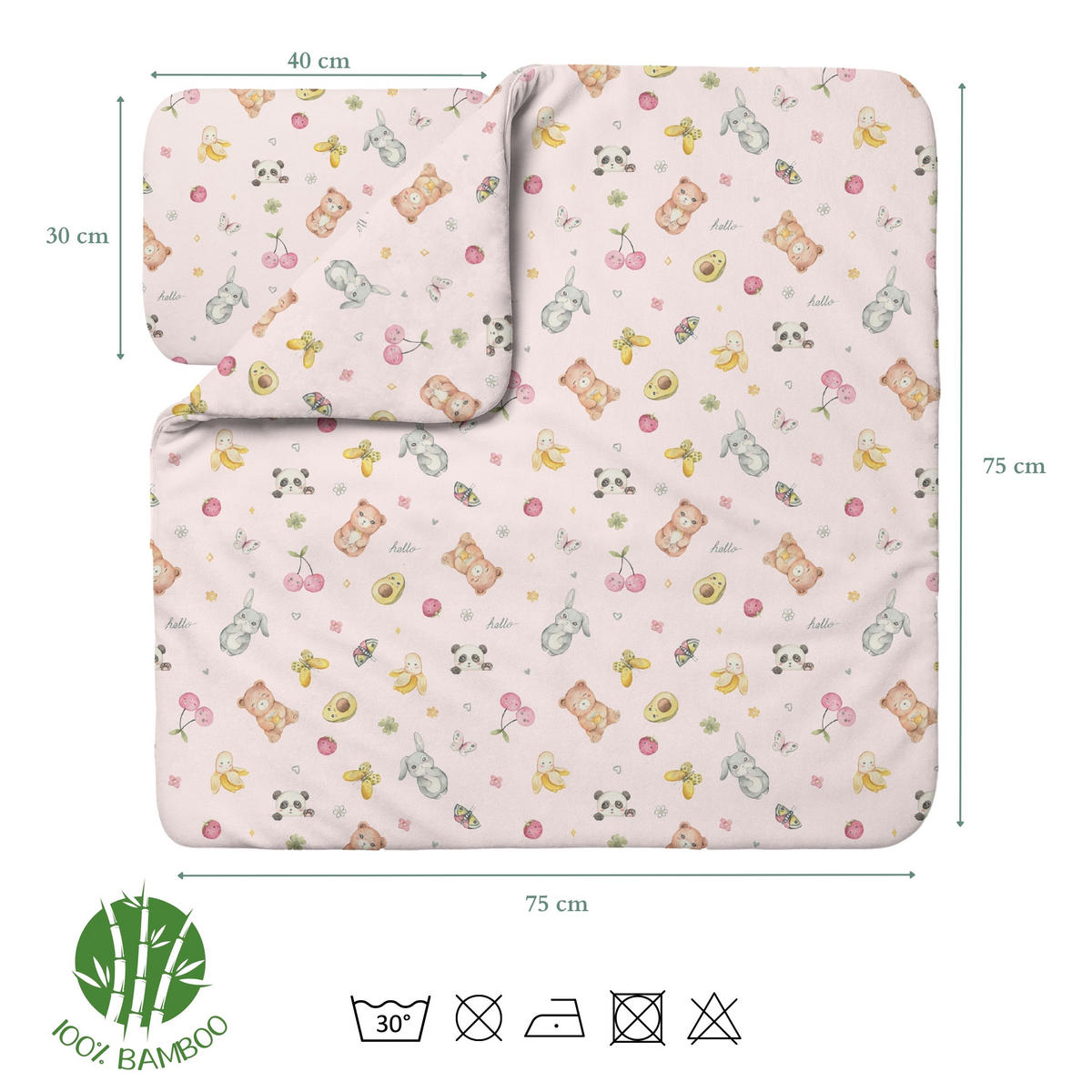BAMBUSOVA posteljnina za dojenčke Candycute - roza, tekstil (75/75cm) - waldin