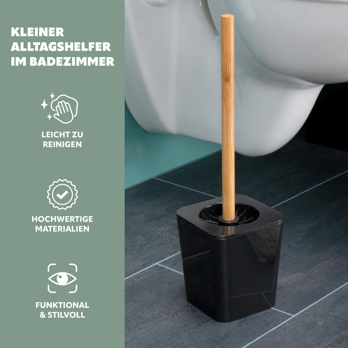 WC-BÜRSTE CALVI, schwarz - Schwarz, Kunststoff (11.4/39/11.4cm) - bremermann