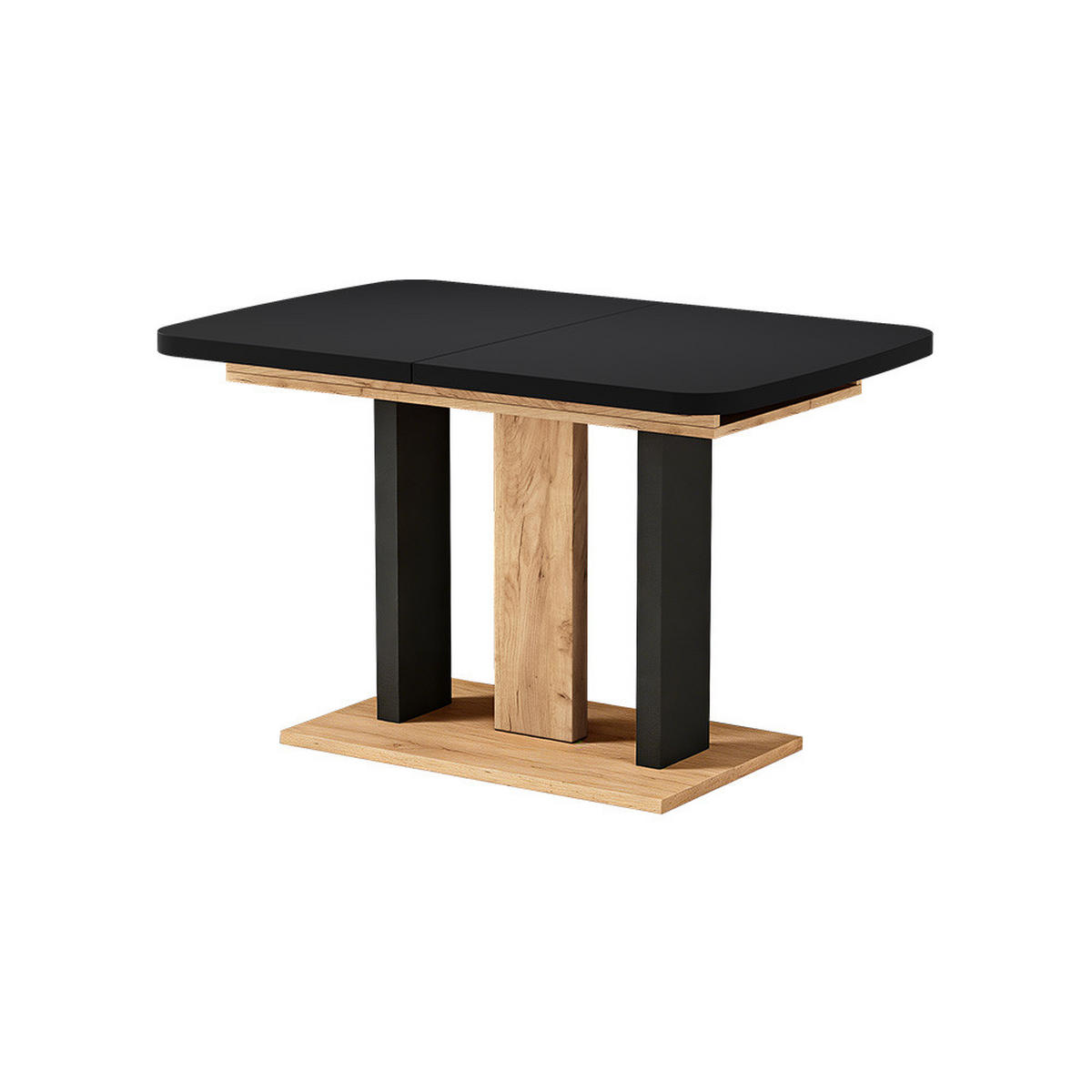 ESSTISCH Fenaro Schwarz/Goldkraft Eiche 120 x 80 cm 2 Teile - Honigeiche/Schwarz, Holzwerkstoff (80/120/77.3cm) - Vicco