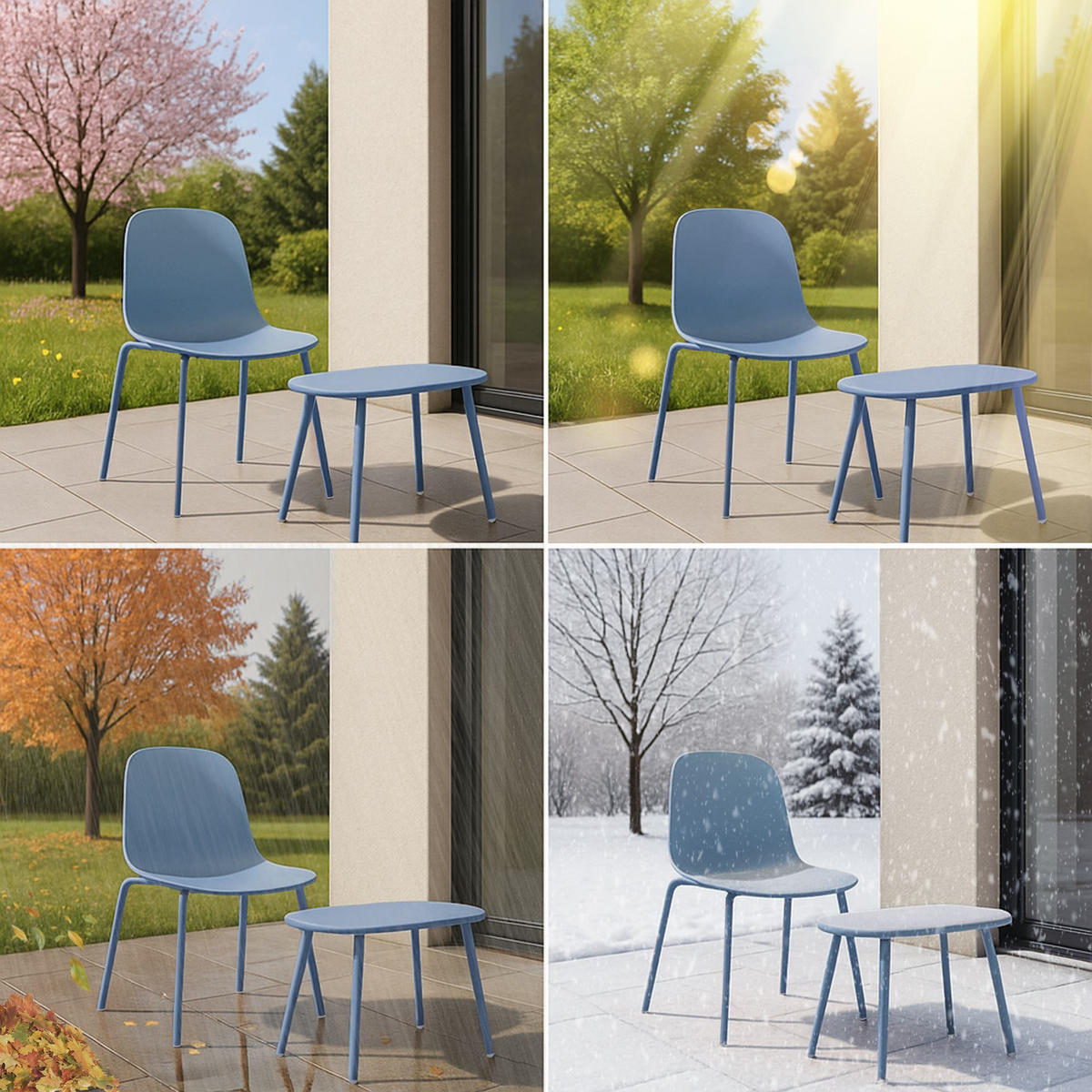 GARTENSITZGRUPPE Kunststoff Blau (3-teilig) - Blau, Kunststoff - CLP