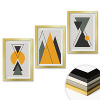 WANDBILDER 3er Set - 20x30 cm Goldrahmen - Abstrakte geometrische Formen - Goldfarben, Kunststoff (20/30cm) - ArtPrintCave