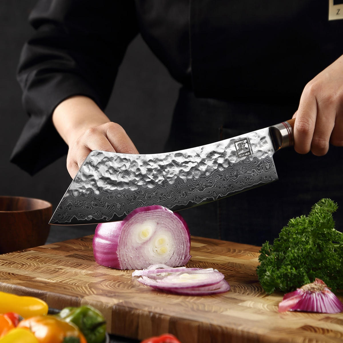 BLOCKMESSER 22,5 cm - Braun, Holz/Metall (37cm) - Zayiko