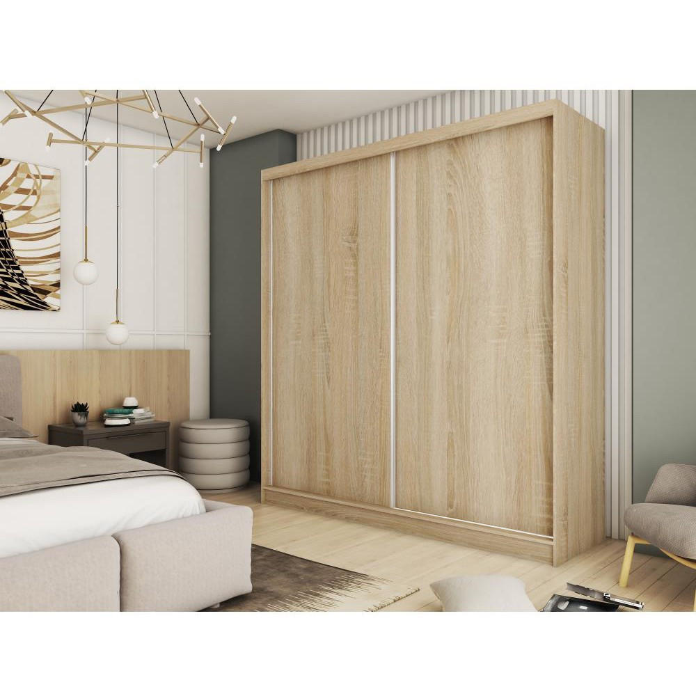 SCHWEBETÜRENSCHRANK Mario 200/216/61 eiche Sonoma - Sonoma Eiche, Holzwerkstoff (200/216/61cm) - Beautysofa