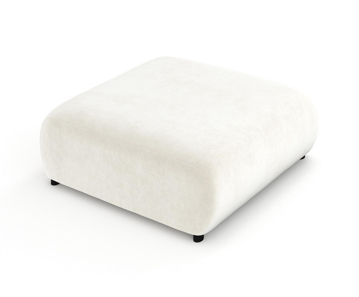 POUF L Zanzibar Creme Samtstoff - Creme/Schwarz, Holz/Holzwerkstoff (110/37/110cm) - Maison de Reve