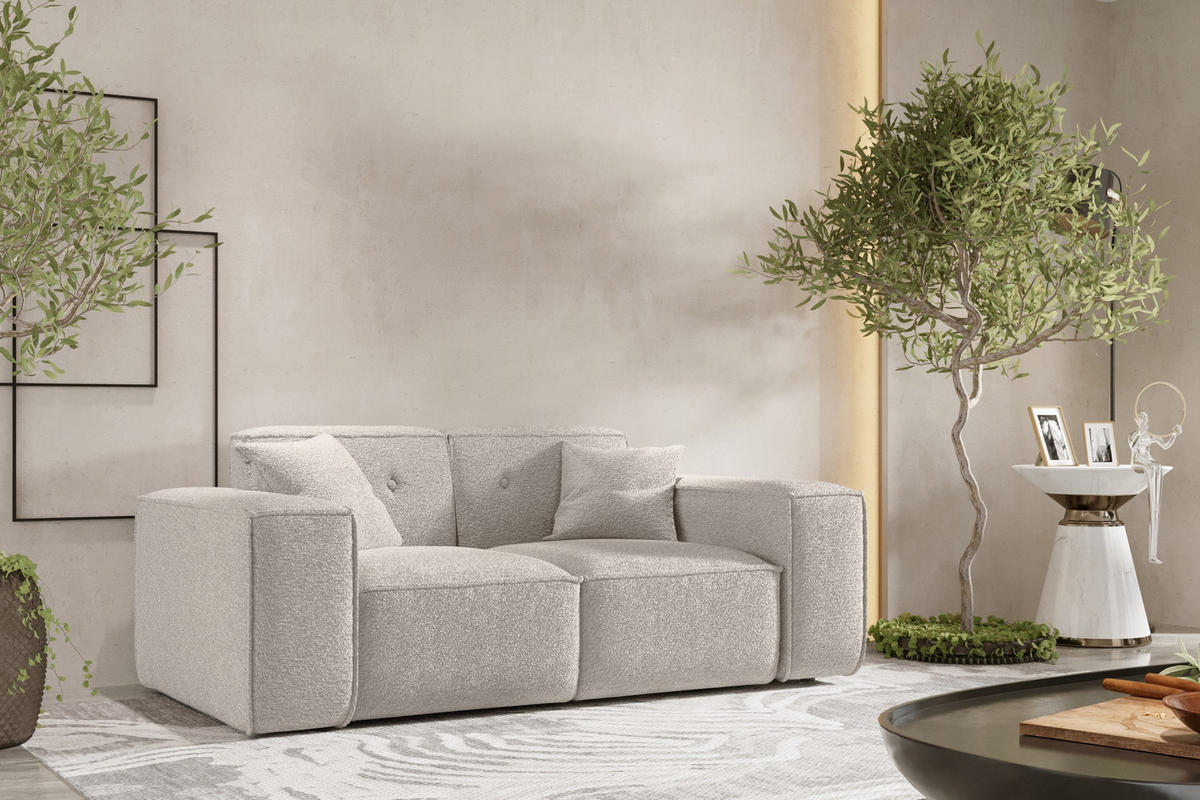 SOFA Zweisitzer PULA Stoff Antic Beige - Beige, Holz (186/73/88cm) - Kaiser Möbel