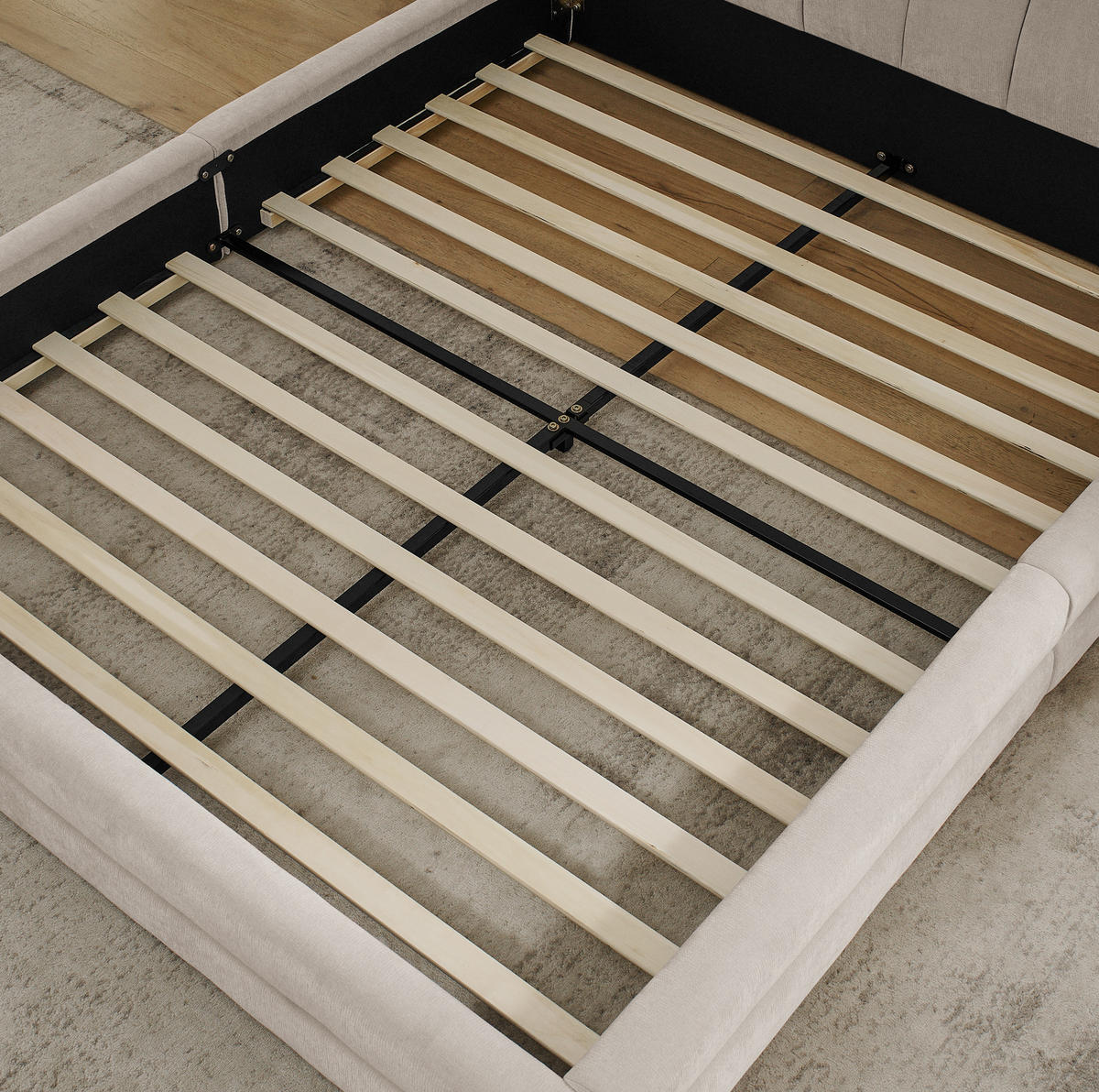 POLSTERBETT 160/200 cm Beige aus Chenille mit ergonomischem Kopfteil - Beige, Kunststoff (160/200cm) - OKWISH