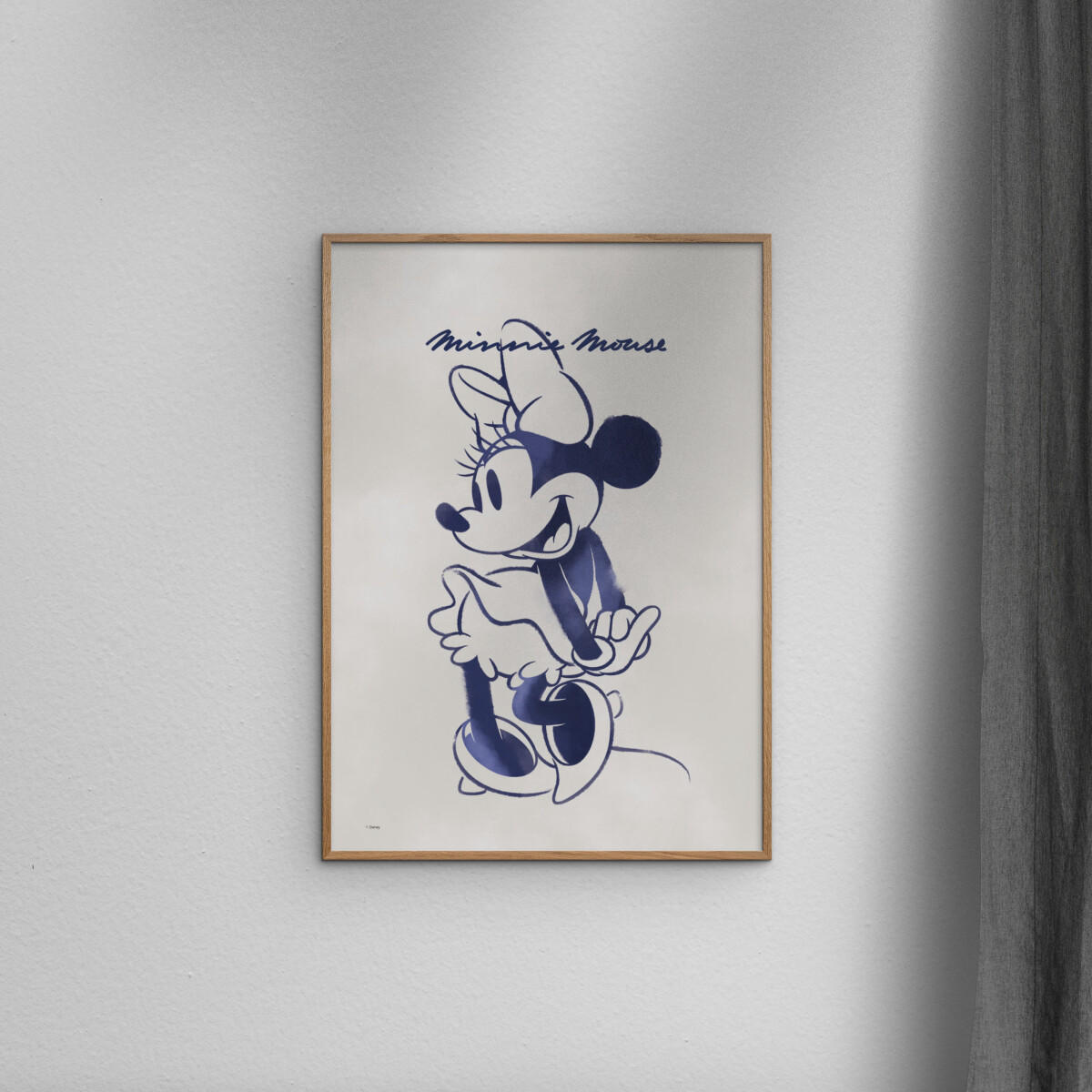 POSTER mit Rahmen Disney - Disney - Minnie Mouse Blue - Blau/Eichefarben, Holz/Papier (30/40cm) - Poster&Frame
