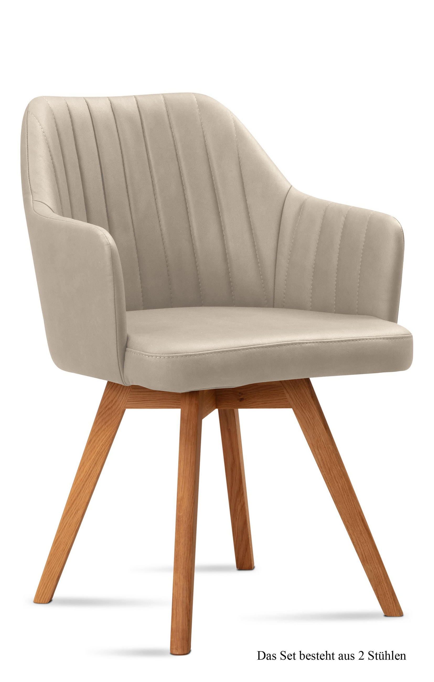 ARMLEHNSTUHL (2er-Set) Domna 58x81x60 Eiche geölt/Natur - Eichefarben/Naturfarben, Kunststoff (60/81/58cm) - 58aufmkessel