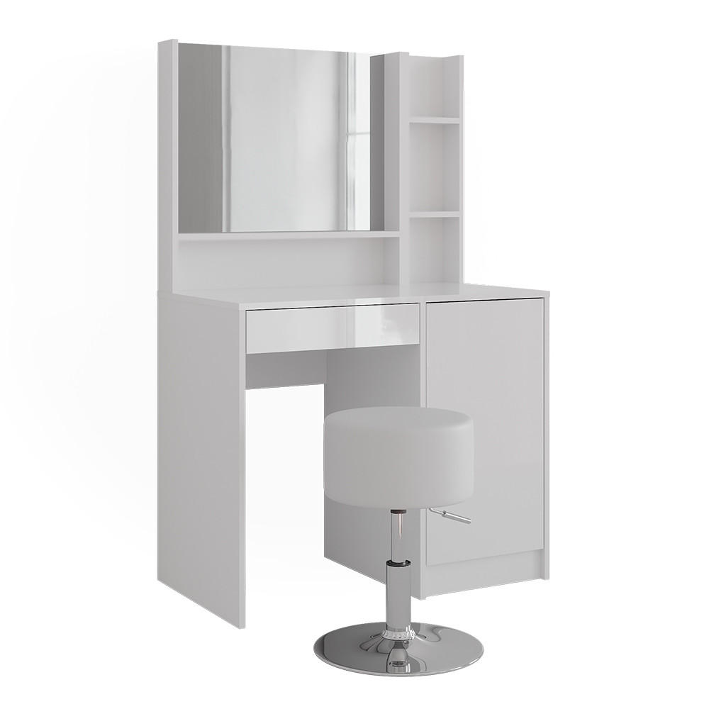 SCHMINKTISCH Sherry Weiß/Weiß Hochglanz 89.8 cm 4 Teile - Weiß Hochglanz, Holzwerkstoff (89.8/76/50.1cm) - Vicco