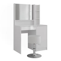 SCHMINKTISCH Sherry Weiß/Weiß Hochglanz 89.8 cm 4 Teile - Weiß Hochglanz, Holzwerkstoff (89.8/76/50.1cm) - Vicco