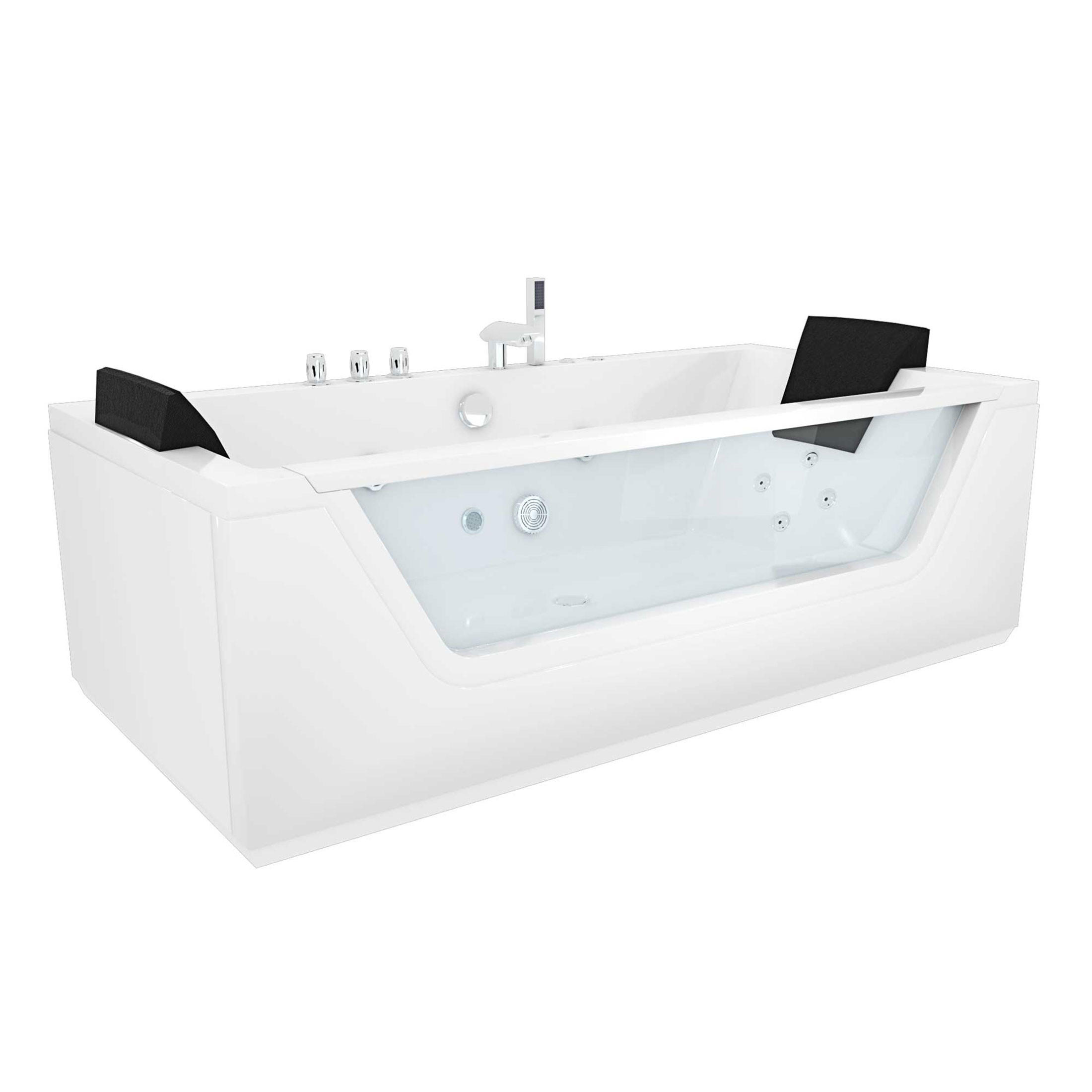 WHIRLPOOL Pool Badewanne Wanne W83-C-SC 180x55 - Weiß, Glas/Kunststoff (90/55/180cm) - AcquaVapore by Sandra Jentho