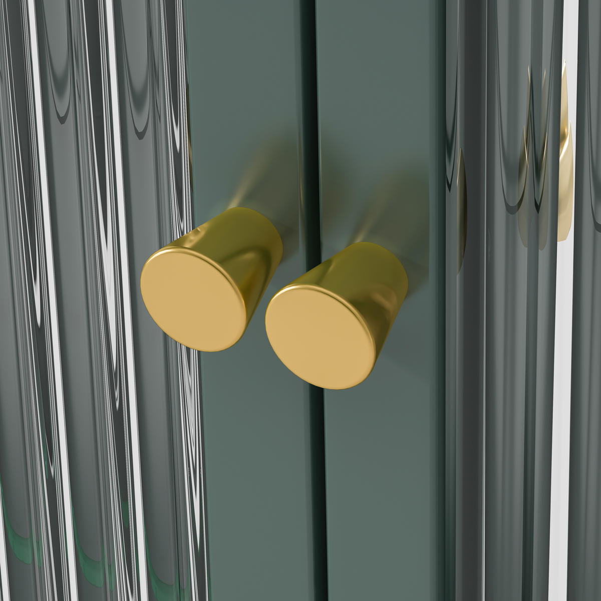 KÜCHENOBERSCHRANK 90x20x70 cm Grün aus Glas & Metall mit 3 Türen & 28kg Tragkraft - Grün, Glas (90/70/20cm) - Modfu