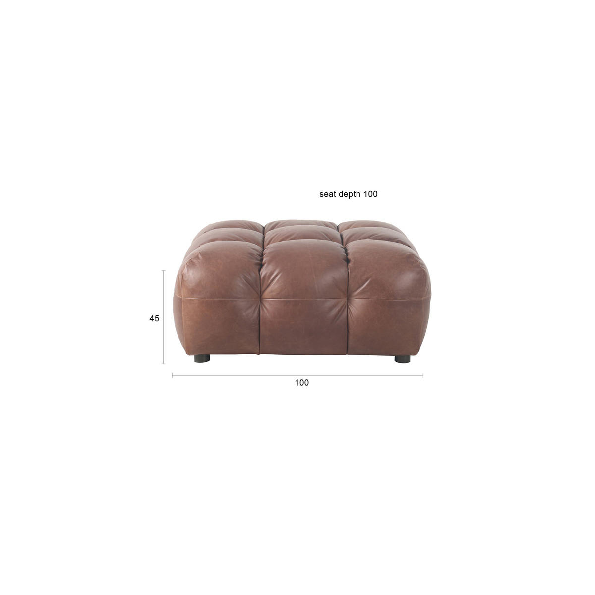 SITZHOCKER Hackman Leder Chokolade/ Braun - Braun/Dunkelblau, Leder (100/45/100cm) - Dutchbone