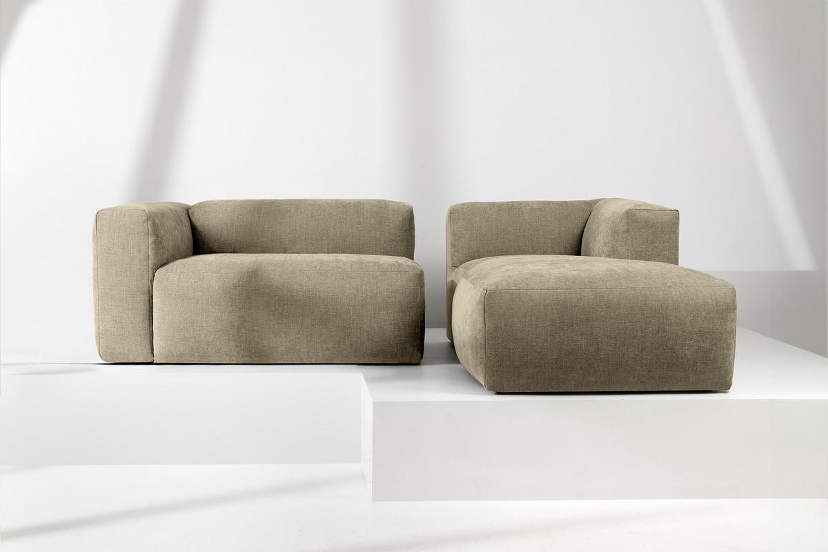 ECKMODULSOFA-RECHTS BUFFO 3/4 Sitzer mit extrem weicher Sitzfläche, Gewebestoff, sandfarben - Sandfarben, Textil (237/180cm) - KONSIMO®