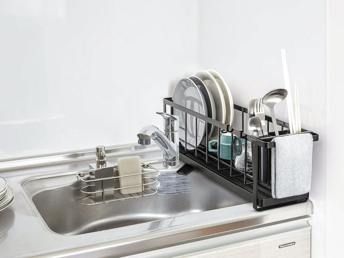 GESCHIRR-ABTROPFGESTELL Tower schwarz 57/18/16 cm schmal - Schwarz, Metall (16/18/57cm) - Yamazaki