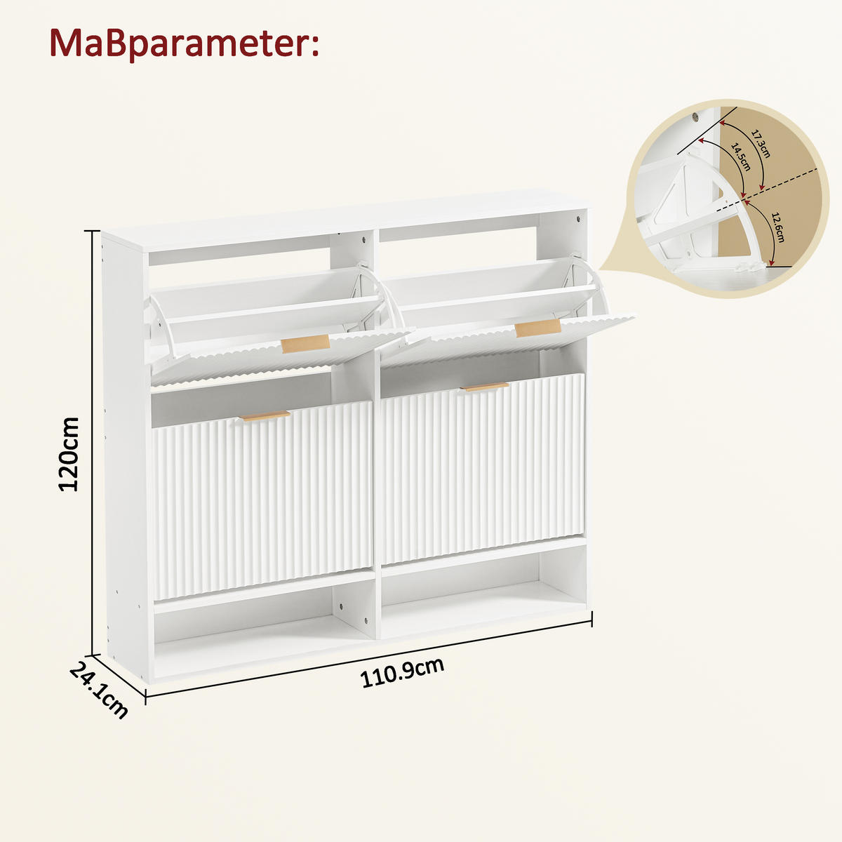SCHUHSCHRANK Weiß 120/24/102 cm - Weiß, Holzwerkstoff (120/102/24cm) - PANGIVO