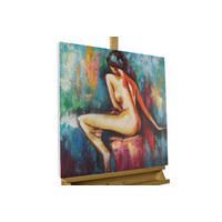 ACRYLBILD HANDGEMALT 60/60 cm - Blau/Gelb, Holz/Textil (60/60cm) - KUNSTLOFT
