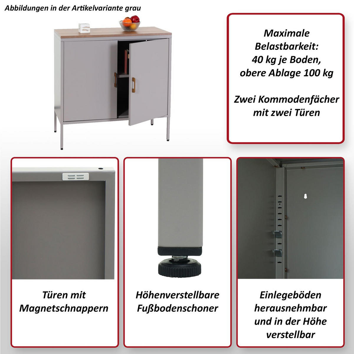 KOMMODE -2 Weiß - Weiß, Metall (90/90/40cm) - MCW