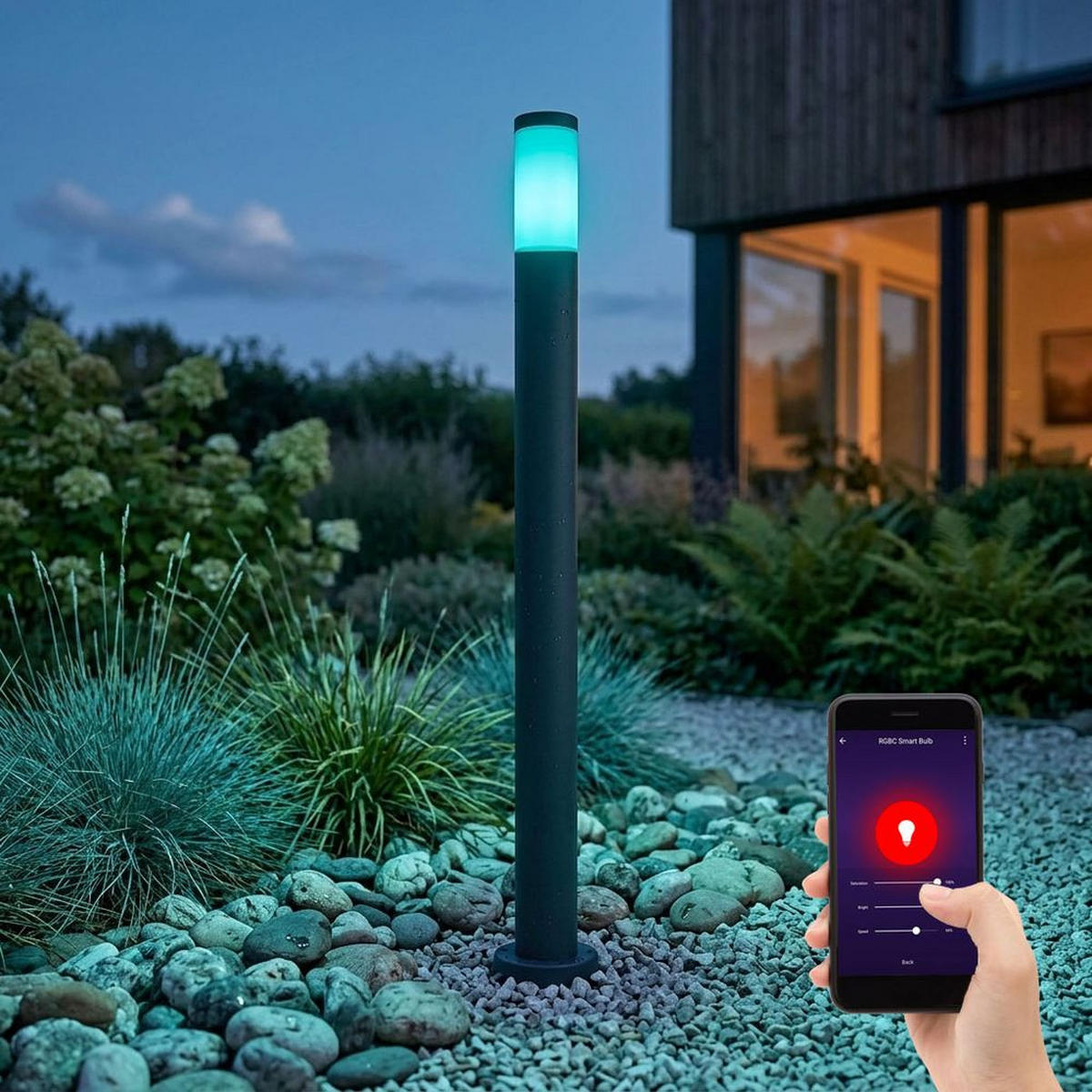 LED AUSSENLEUCHTE BOSTON Edelstahl Anthrazit - Anthrazit, Metall (12.7/12.7/110cm)