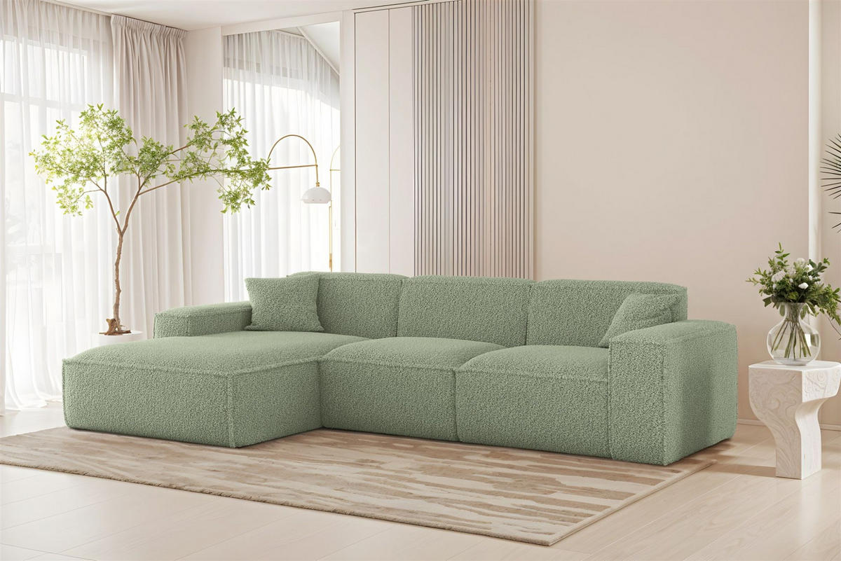 ECKSOFA Celes Premium In Sven - Grün, Holzwerkstoff/Textil (266/165cm) - Fun Möbel