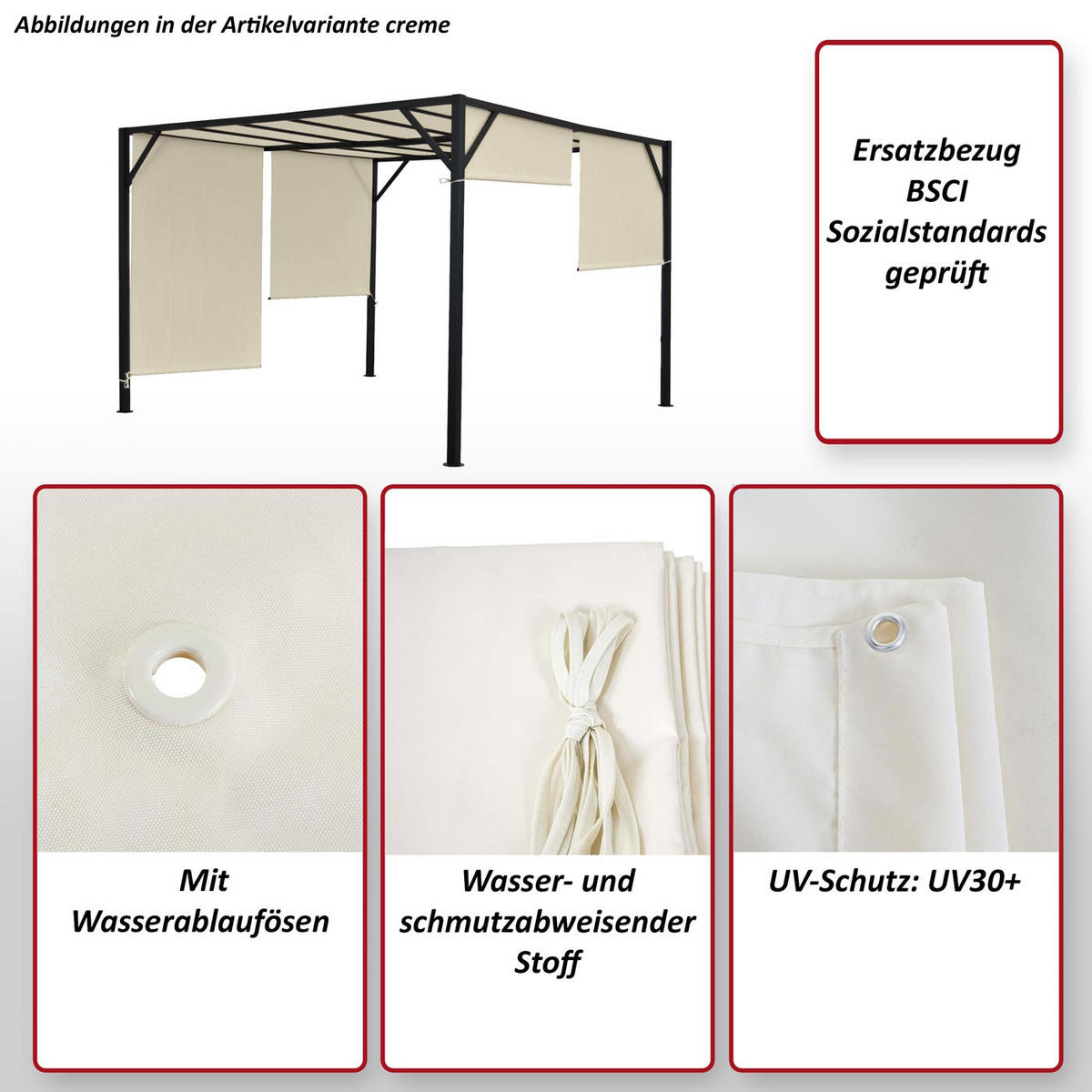 ERSATZBEZUG DACH FÜR PERGOLA BEJA Grün - Grün, Textil (272/1/496cm) - MCW