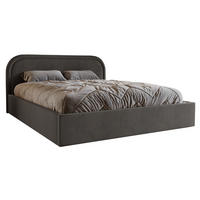 POLSTERBETT 140x200 Dune mit Bettkasten, runde Kopfteil, Samt, Dunkelgrau - Dunkelgrau, Holz/Textil (140/200cm) - Emporius