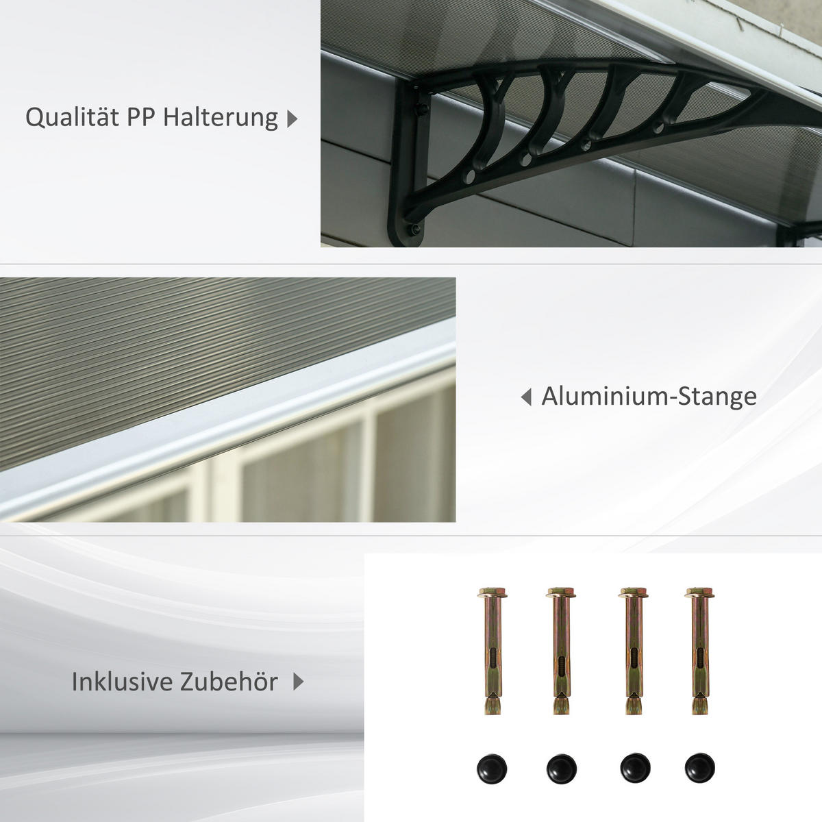 VORDACH für Haustür 103 x 96,5 x 27 cm, Braun - Braun, Kunststoff (103/27/96.5cm) - Outsunny