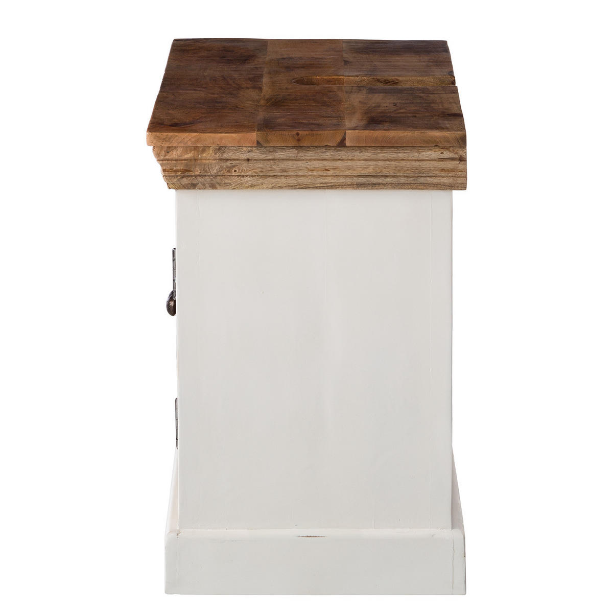 WASCHBECKENUNTERSCHRANK - Teilmassivholz Mango - Weiß, Holz/Metall (70/60/40cm) - home24