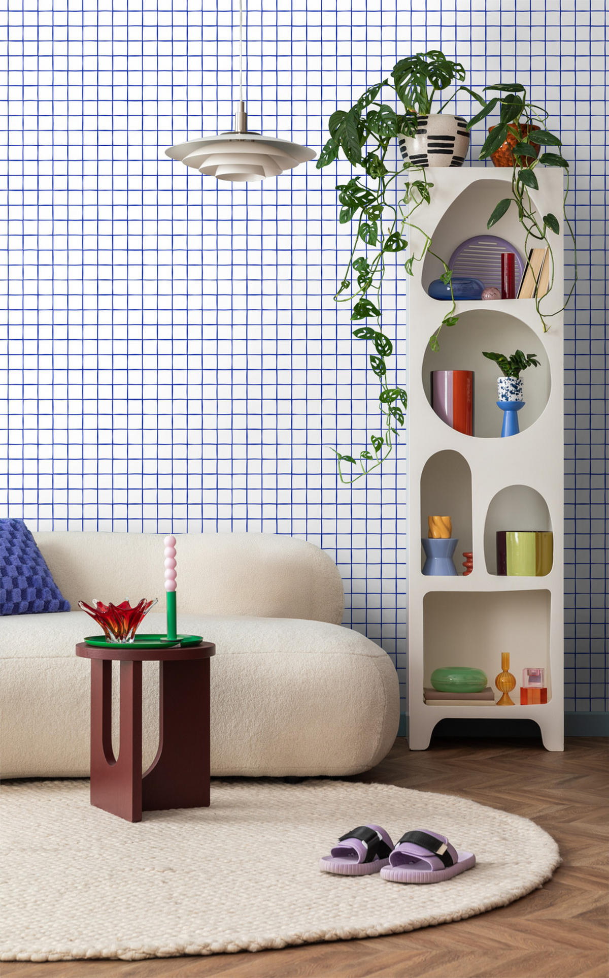 TAPETE Karomuster 53 cm x 10.05 m - Blau, Papier (53/1000cm) - ESTAhome
