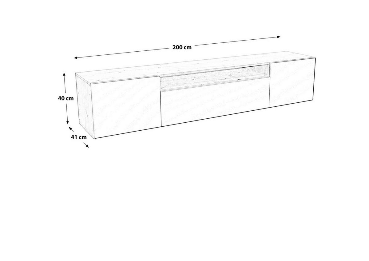 LOWBOARD TILO-W - 200 x 40 x 41 cm - Schwarz/Eiche Artisan, Holzwerkstoff (200/40/41cm) - ALTDECOR